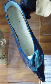 Blue Ladies Kid court shoe c.1810